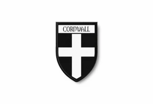 Patch printed shield embroidery border badge souvenir flag city county cornwall - Bild 1 von 1