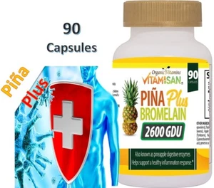 bromelain 2600 GDU 1000 mg inmune support 90 capsules pineapple enzyme pina slim - Picture 1 of 6