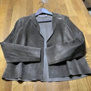 MARNI Woman's Ladies outer suede Jacket black Brown Leather almost unused - Picture 1 of 7
