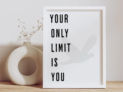Arte de pared de oficina cita inspiradora, póster motivacional tu único límite eres tú Foto 1 de 4