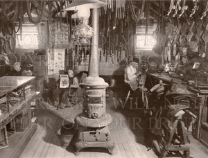 11x14 photo: saddlemaker working in harness shop, Montana MT western US - Picture 1 of 1