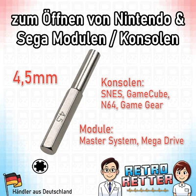 RETRORESCUE 4,5 mm Schraubendreher Schraubenzieher Bit SNES N64 GameCube Game Gear Konsole