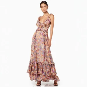 Elliatt Estate Dress Size S AU 8 / US 4 Floral Ruffle Detail Long Maxi - Picture 1 of 10