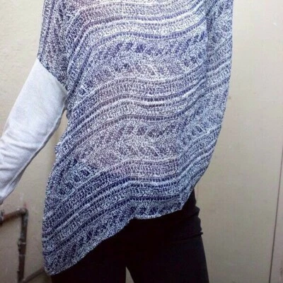 Blusa Sundance 88% Seda Talla Mediana Transparente Manga Larga Top Azul Boho Cottage Foto 1 de 4