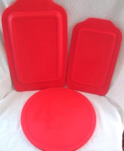 3 Various Red PYREX ware Covers/Lids / See Pics w/Tape Measure For Sizes - Picture 1 of 6