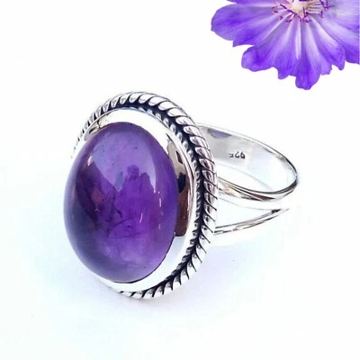 Saga Amethyst Gemstone 925 Sterling Silver Ring Handmade Jewelry Ring For Gift - Image 1 of 3