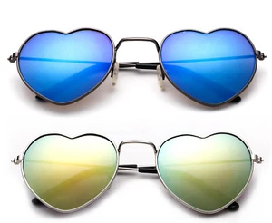 Heart Shape Kids Pilot Sunglasses Colorful Flash Mirror Lens UV 100% Boys Girls - Picture 1 of 7