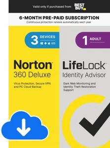 Norton 360 (3 Device) Internet Security Software + VPN (6 Month Subscription) - Picture 1 of 11