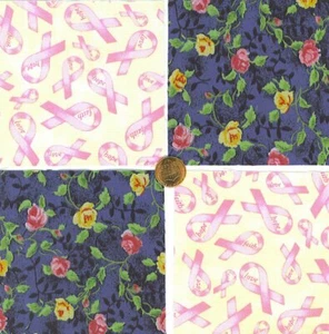 Shabby Roses and Pink Ribbons Flowers Cotton Craft Quilt Fabric Squares kl1 - Picture 1 of 1