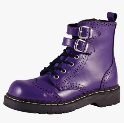 T.U.K. Women's 5 Streetwear Rock n' Roll Grunge Goth Purple Shoes T2184 Boots - Image 1 of 4