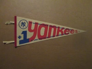MLB New York Yankees Vintage Circa 1970's #1 Team Logo Baseball Pennant - Picture 1 of 1