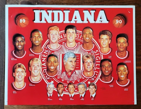 VINTAGE 1989 - 1990 Indiana University Hoosiers Basketball Schedule Poster TOP Cover