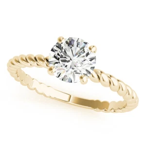 1.00 Ct Round Simulated Diamond Engagement Ring 14K Solid Yellow Gold Size 5 6 - Picture 1 of 5