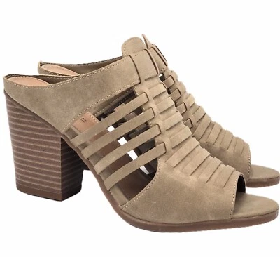 Sandalias Rampage Vivienne Punta Abierta Vegana Gamuza Tacón Bloque Marrón Arena Foto 1 de 4