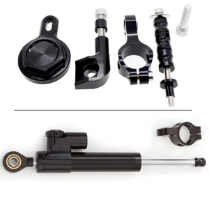 CNC Steering Damper Stabilizer Mounting Kit For Yamaha YZF R1 1998-2001 00 Black - Picture 1 of 10