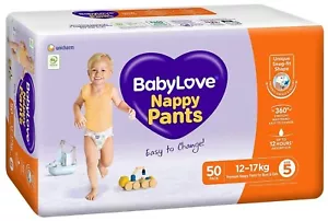 BabyLove Nappy Pants Size 5 (12-17kg) | 100 Pieces (2 X 50 pack) - Picture 1 of 3