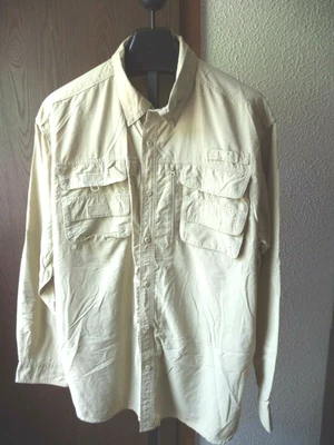 Рубашка рыболовная мужская Islamorada Flats By Quest желтовато-коричневая размер 2XL вентилируемая нейлон очень хорошее состояние - Изображение 1 из 4