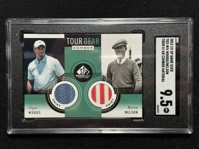 2012 UD SP Game Used Tiger Woods Byron Nelson Tour Gear Patch SGC 9.5 Pop #1/1 - Image 1 of 2