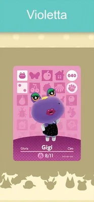 MARKENLOS Animal Crossing Amiibo Nfc Karte weiß #040 Violetta / Gigi