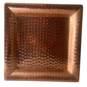 Hammered Solid Copper Square Tray Solid Beautiful Very Good Condition Shiny - Picture 1 of 6