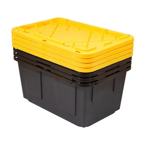 27 Gallon Heavy Duty Stackable Storage Container, Greenmade Plastic Tote, 4-Pack - Picture 1 of 3