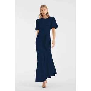 NUEVO VESTIDO CAMILA SACHIN & BABI AZUL MARINO Vestido Sirena Acanalado Crepé Talla 20W Ret $650 - Imagen 1 de 4