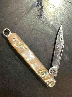 Cuchillo de Bolsillo Vintage MINI VODS U.S.A. Abulón Mop Shell Hoja 1" Llavero Llavero Foto 1 de 4