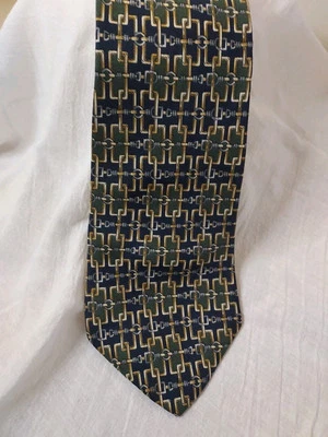 Henery Grethel Industrial Link Green/Blue/Gold 100% Italian Silk Tie - Image 1 of 4