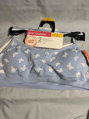 NUEVO Sujetador de Entrenamiento Bralette Wonder Nation Niñas Grande Azul y Blanco 2 Sujetadores Banda 34 Foto 1 de 2