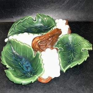 Vintage 1963 Majolica Grapevine Glazed Arnels California Pottery 10”x10” Dish - Picture 1 of 9