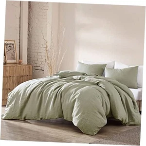 Washed Linen Comforter Set, King, Logan - Sage, 3 Piece Set - Picture 1 of 5
