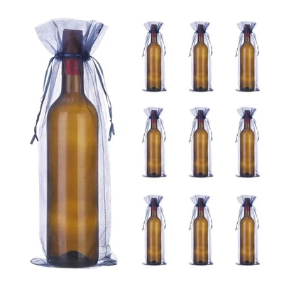 Bolsas de vino de organza de 14 x 5 pulgadas 20 piezas bolsas envolventes de regalo para regalos de boda azul marino Foto 1 de 4