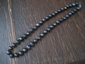seltene Barockperlen Perlen Kette Perlenkette Collier schwarz peacock 48 cm - Bild 1 von 4