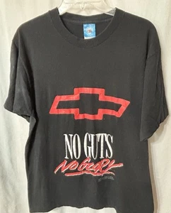 Vintage 90”s Black Nice Man Chevy “No Guts No Glory” Car Racing Shirt Large - Picture 1 of 9