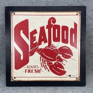 Marty Mummert Cork Backed Vintage Inspired Retro Seafood Sign Red White Lobster - Picture 1 of 5