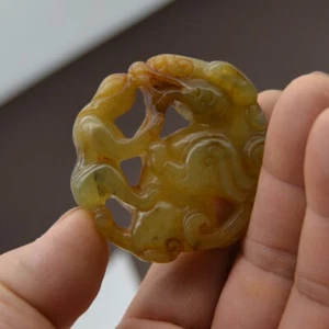 Collection of ancient natural jade hand-carved beauty beast love pendant - Picture 1 of 5