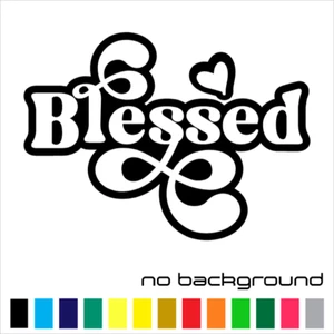 Blessed Sticker Vinyl Decal - Christian God Bless Jesus Truck Car Window Wall - Picture 1 of 17