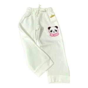 Crown of Hearts Kids White Sweatpants with Cute Panda Be Kind Patch Girls Size 5 - Picture 1 of 3
