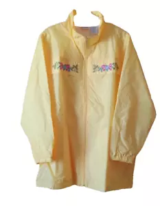 NEW BLAIR SZ XL Yellow Windbreaker Jacket Embroidered Floral Design Two Pockets - Picture 1 of 7