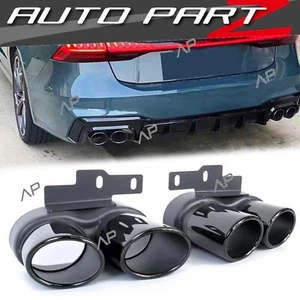 2x Endrohr Auspuffblenden Schwarz Edelstahl für AUDI A6 C8 A7 C8 S-Line ab 2018 - Bild 1 von 12