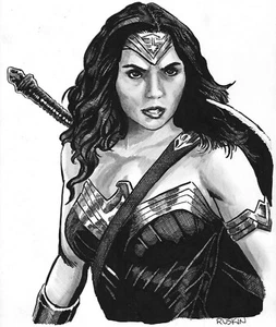 Cómics de Wonder Woman Gal Gadot DC de Kurt Ruskin arte original Kurtmudgeon JLA 2 - Imagen 1 de 5