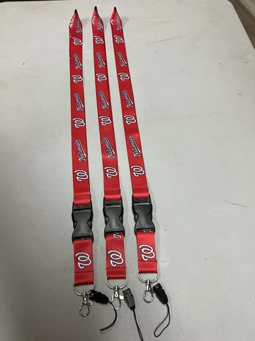 Washington Nationals Baseball MLB Lot Of 3 Lanyard Key Ring Keychain Safety Clip Cover
