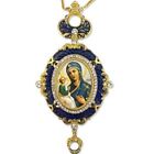 Virgin Of Jerusalem Madonna Enameled Icon Pendant With Crown 5 3/4"