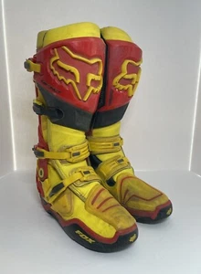 Fox Racing Instinct Boots Sz Us M 10 EUR 44 Yellow & Red Motocross Dirt Biking - Picture 1 of 12