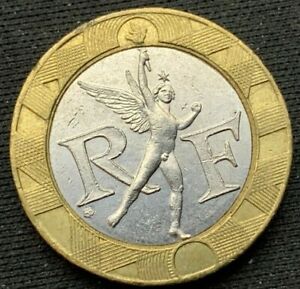 1992 France    Bi Metallic    10 Francs  XF   Coin     #K259