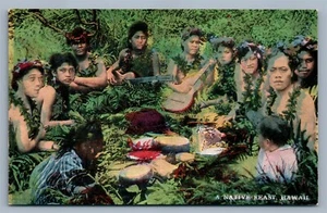 HAWAII NATIVE FEAST ANTIKE POSTKARTE - Bild 1 von 2