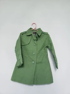 Gymboree Girls XS 3-4 Peacoat Green Cotton Button Up Lightweight Fall Pea Coat - Picture 1 of 5