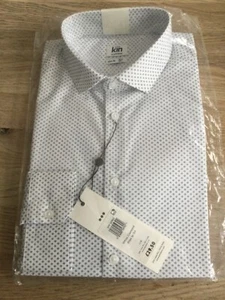 John Lewis Kin Shirt white patterned slim fit Men's 15 - BNWT - Picture 1 of 2