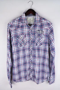 Scotch & Soda Men Casual Shirt Purple Check Cotton size M - Picture 1 of 6