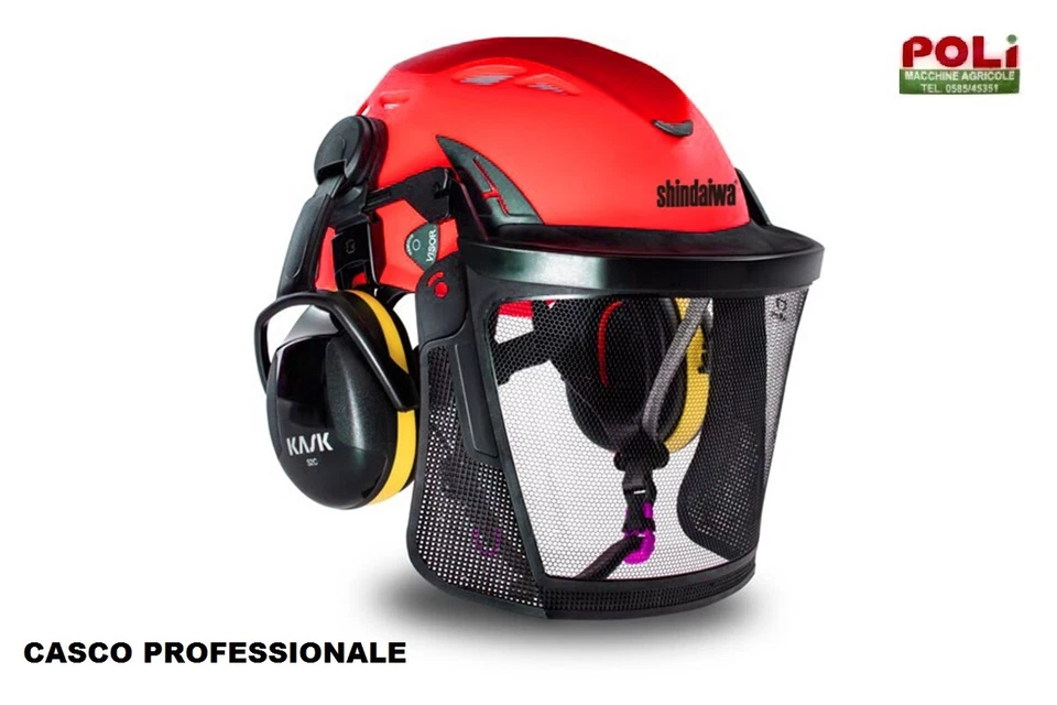 CASCO CON CUFFIE E VISIERA SHINDAIWA CLIMBING MOTOSEGA PROFESSIONALE KASK IL TOP - Immagine 1 di 1